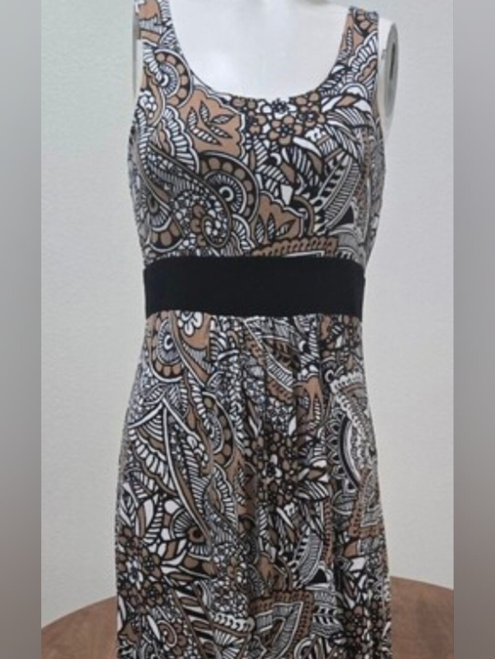Spense Petite PS Paisley Maxi Dress Black Tan White Crossback